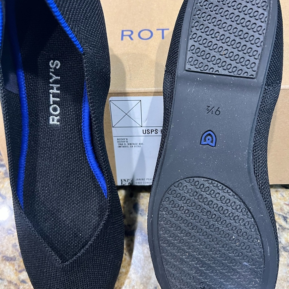 Rothy's Black Flats Flexible Minimalist Design